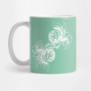 Two Roses, floral composition in tattoo style Mug